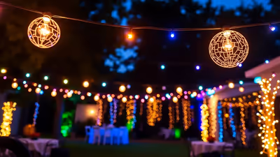 Iluminación decorativa montada en un evento