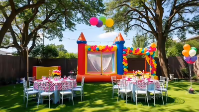 Paquete de fiesta completo con inflable, mobiliario e iluminación