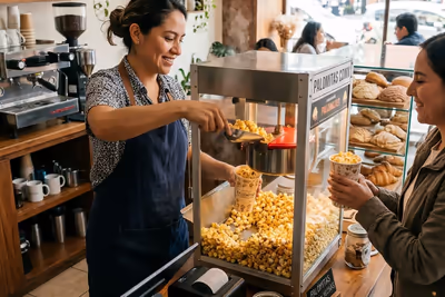 Máquina de palomitas rentada para un negocio