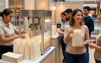 Bolsas de palomitas impresas con el logo de una marca