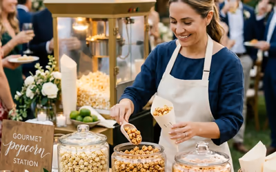 Palomitas gourmet servidas durante un evento