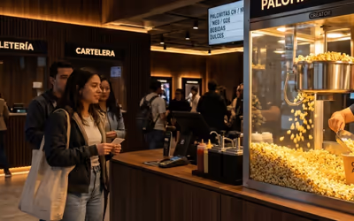 Máquina de palomitas instalada en la dulcería de un cine