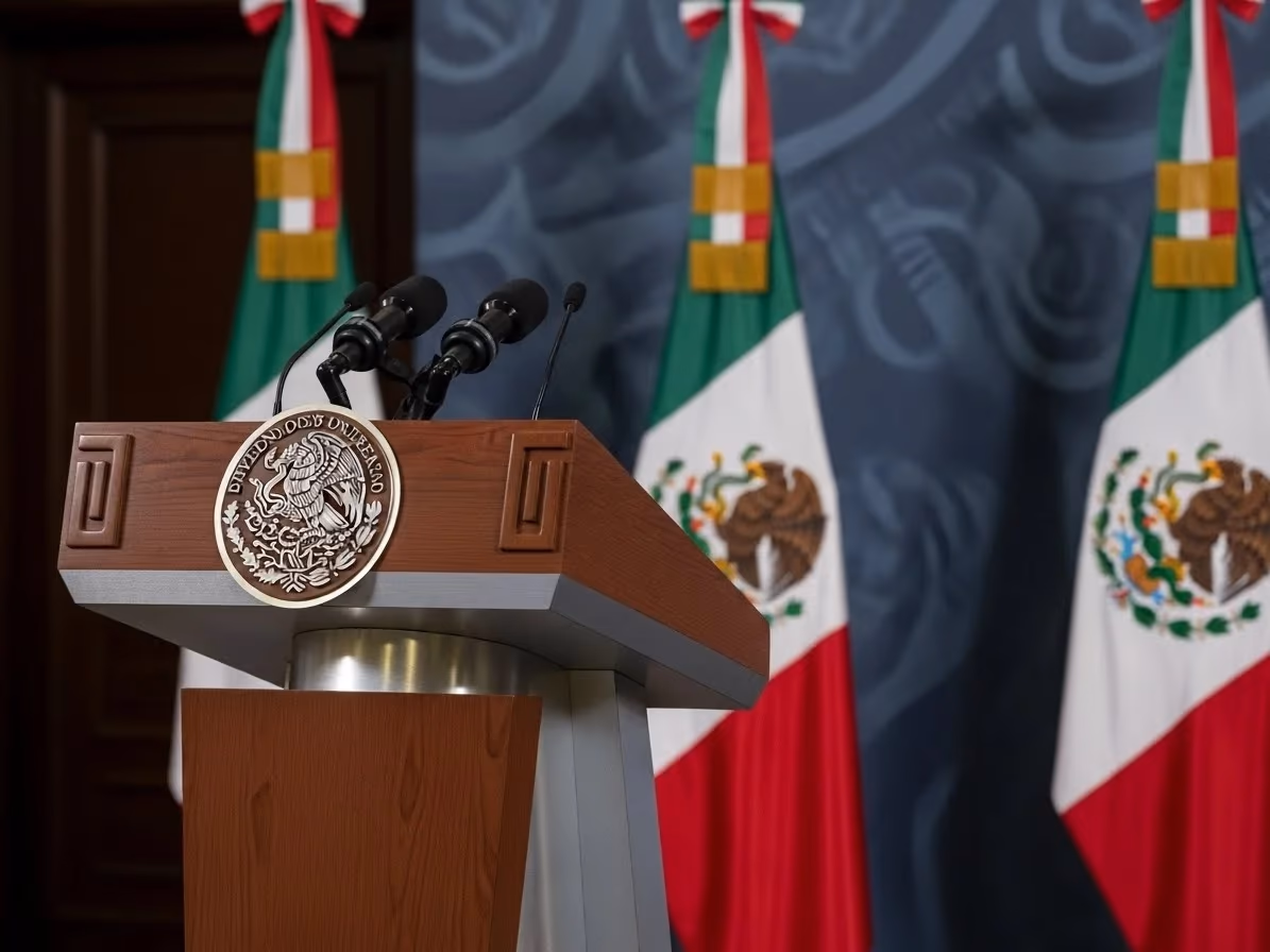 Podium presidencial en un acto oficial