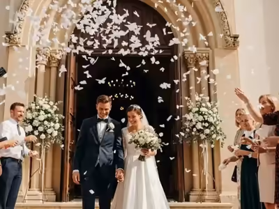 Disparo de confeti a la salida de la ceremonia